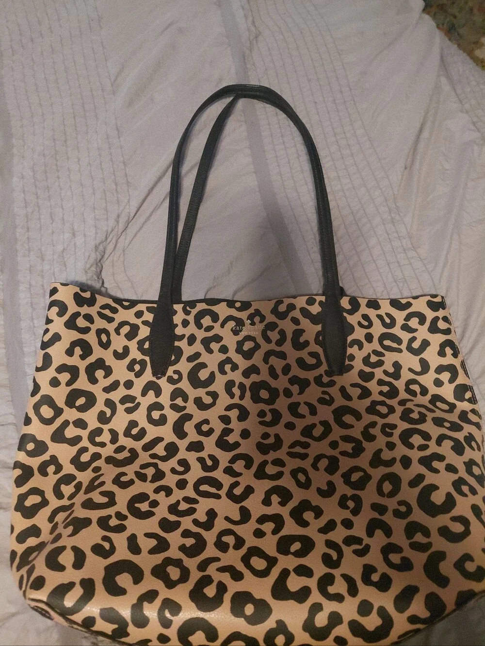 Like New, Barely Used Kate Spade Arch Leopard Print Reversible Tote with Pouch